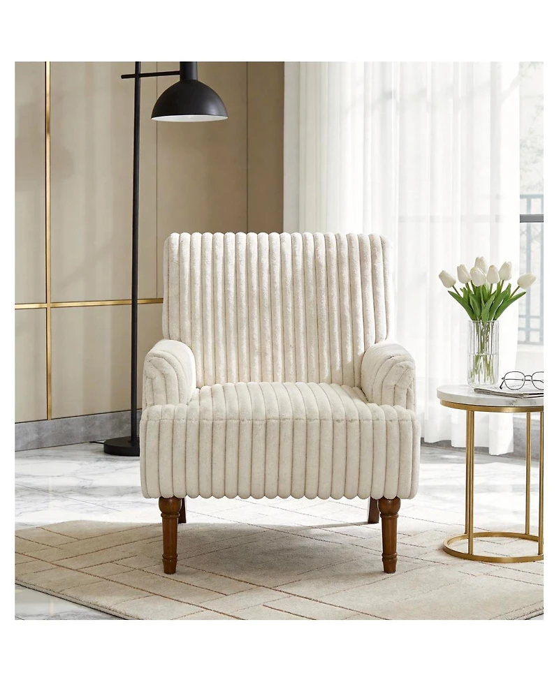 Streamdale Furniture Corduroy Accent Chair with Wood Legs