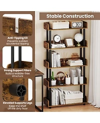 Sugift 5-Tier Open Bookcase with Industrial Storage Unit