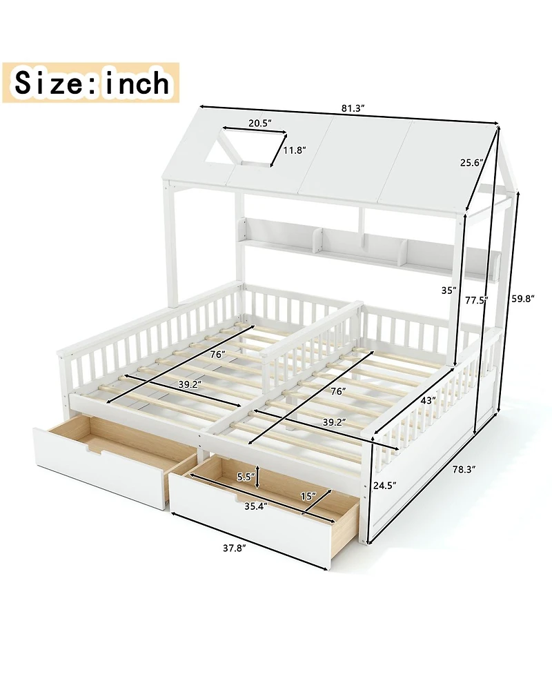Streamdale Furniture Twin Platform Bed with Storage Shelves and Drawers