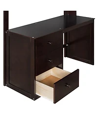 Streamdale Furniture Loft Bed w/Drawers, Desk, Wardrobe - Espresso