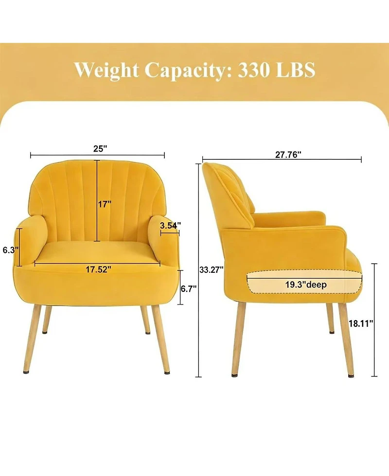 Streamdale Furniture Velvet Accent Chair with Metal Legs