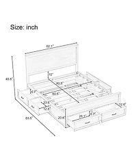 Streamdale Furniture Wood Storage Bed w/ 6 Drawers, No Box Spring Needed
