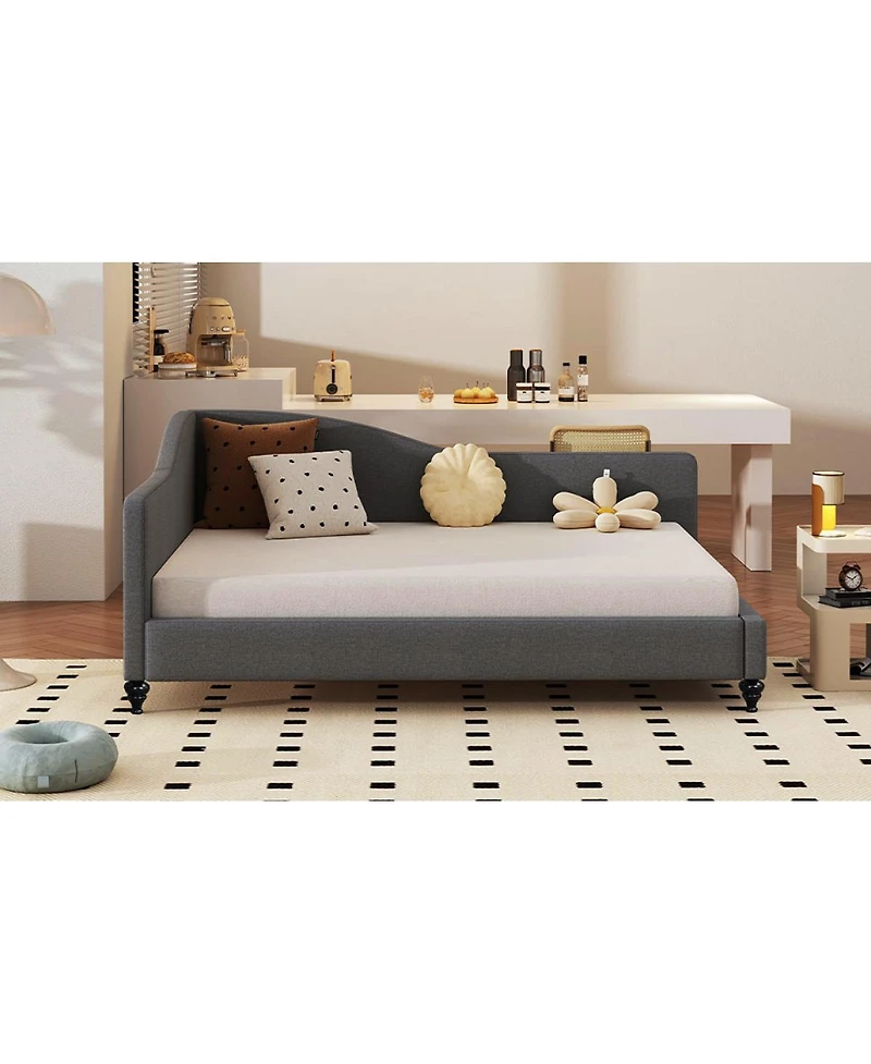 Streamdale Furniture L-Shaped Linen Daybed with Solid Wood Legs