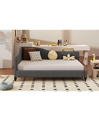 Streamdale Furniture L-Shaped Linen Daybed with Solid Wood Legs