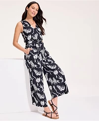 Lands' End Women's Sleeveless Creaseless Wrap Jumpsuit with Smocked Waist