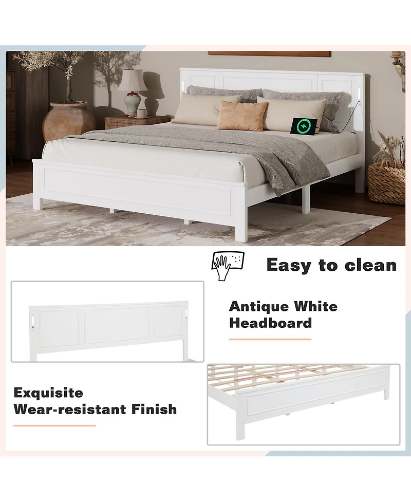 Streamdale Furniture King Led Bed w/ Usb