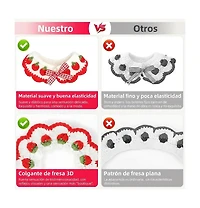 Aronkl Handmade Crocheted Cat Collar Breakaway Cute Strawberry Bow Tie Soft Comfortable Adjustable for Kittens Small Puppies