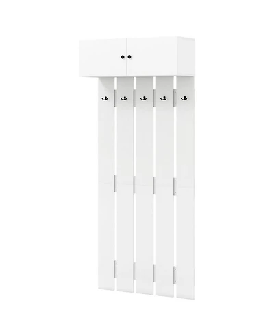Gouun Wall Mounted Entryway Coat Rack with Storage Cabinet and 5 Hooks