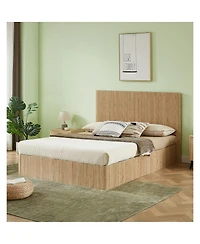 Streamdale Furniture Queen Oak Hydraulic Lift Storage Bed Frame