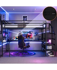 Streamdale Furniture Xl Loft Bed w/Desk, Wardrobe, Usb, Led