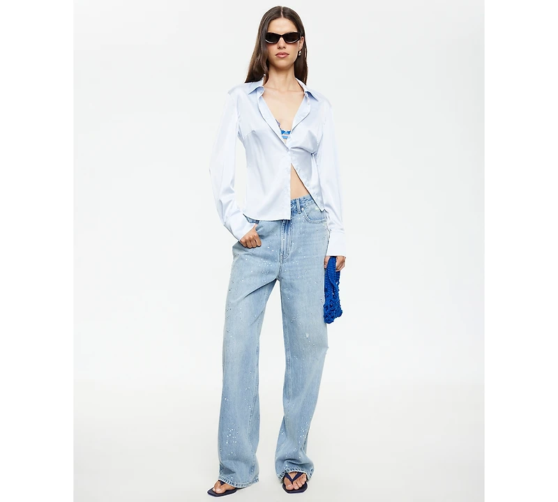 Lioness Women's Diamante Straight Cotton Jeans