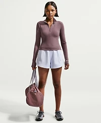 Nike Women's Sportswear Ribbed Quarter-Zip Long-Sleeve Top
