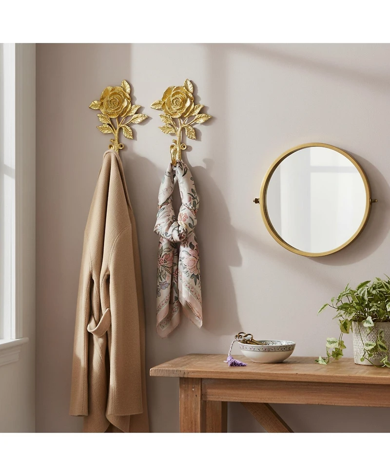 Yigii 2pcs 3D Flower Retro Wall Hooks Heavy Duty Coat Hat Hanger Home Decor