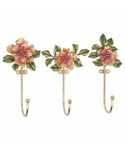 Yigii Vintage Flower-Shaped Decorative Wall Hooks, 3-Pack Heavy-Duty Metal Coat Hooks for Clothes, Towels, Keys