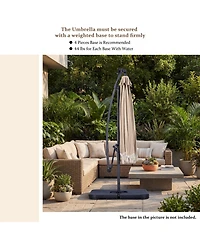 Mondawe 10ft Patio Offset Hanging Lighted Umbrella with Tassels