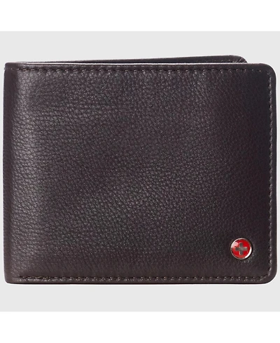 Alpine Swiss Mens Genuine Leather Passcase Bifold Wallet Rfid Safe 2 Id Windows