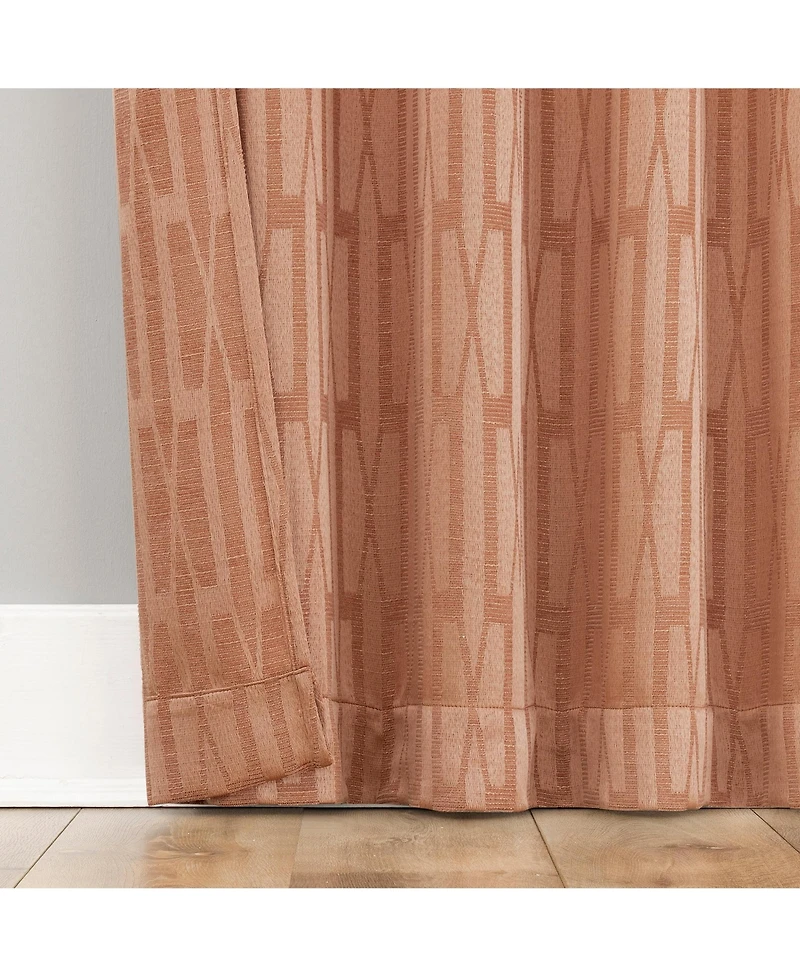 No. 918 Dover Tonal Geometric Semi-Sheer Back Tab Curtain Panel