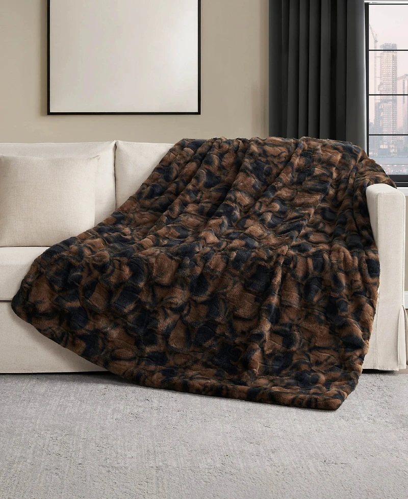Nine West Embossed Faux Fur Throw, 50"x70"