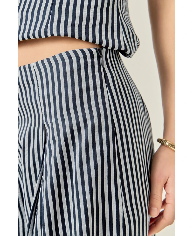 English Factory Women's Striped Wide Leg Pant