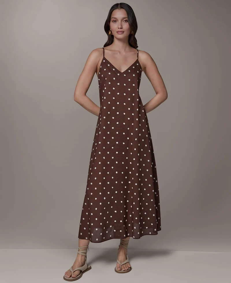 Donna Karan Weekend Women's Printed V-Neck Midi Dress