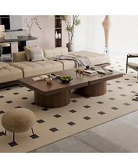 Streamdale Furniture Walnut 34.6" Modern Wood Coffee Table with Parquet Pattern