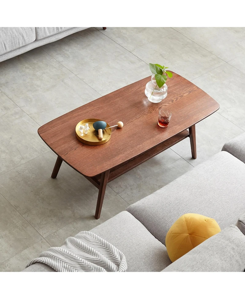 Streamdale Furniture Solid Oak Wood Center Table with Storage