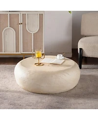 Streamdale Furniture Mid-Century Round Faux Stone Coffee Table for Living Room