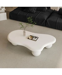 Streamdale Furniture 47 Inch Cloud Shaped Coffee Table with 3 Ball Legs for Living Room.