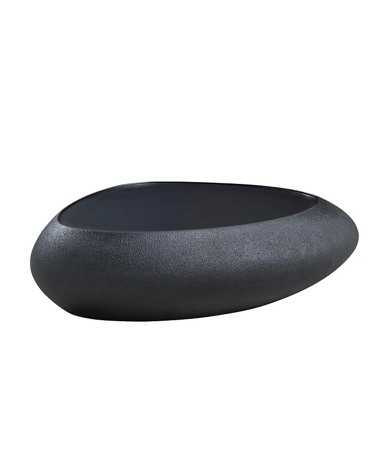 Streamdale Furniture Fiberglass Oval Coffee Table for Living Room, Faux Matte Rocks