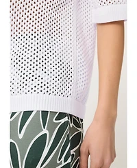 Olsen Women's Ajour Knit Polo Sweater