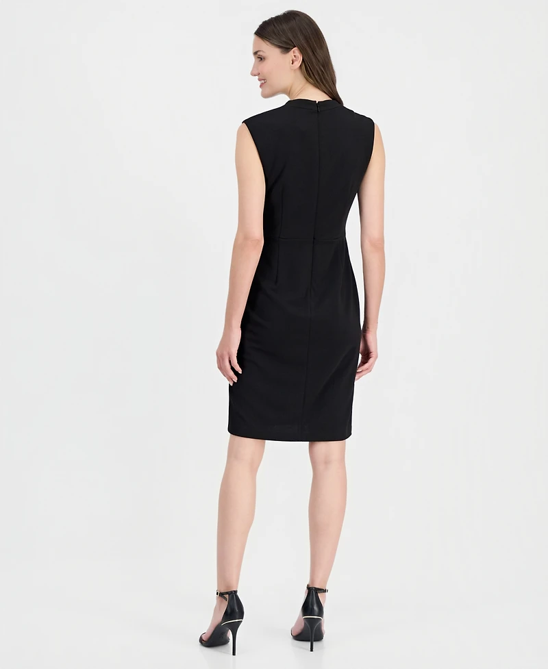 Anne Klein Women's Twist-Front-Overlay Scuba Sheath Dress