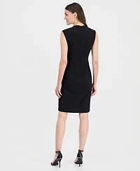 Anne Klein Women's Twist-Front-Overlay Scuba Sheath Dress