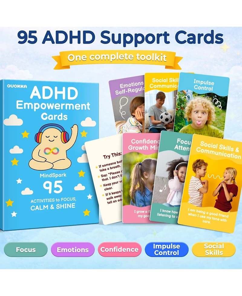 Quokka Autism Learning Cards for Kids – Emotional Regulation, Communication Tools, Focus Activities and Social Skills Card Game for Home or Classroom