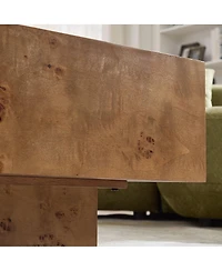 Streamdale Furniture Burl Wood Veneer Coffee Table, Mid-Century Modern Rectangle Table for Living Room