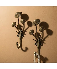 Yigii 2pcs Metal 3D Mushroom Coat Hooks for Entryway Bathroom Bedroom Farmhouse Decoration