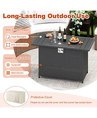 Slickblue Rattan Gas Fire Pit Table 2 1 Stainless Steel Burner