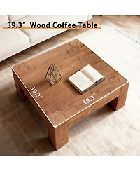 Streamdale Furniture Solid Wood Coffee Table: Japanese Wabi-Sabi & Modern Minimalist