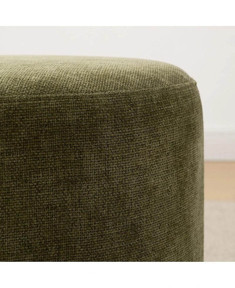 Maison Boucle 360 Swivel Upholstered Ottoman Footstool, Round Accent Stool