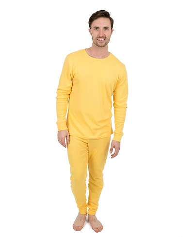 Leveret Mens Matching Family Two Piece Cotton Long Sleeve Shirt and Pants Solid Color Pajamas