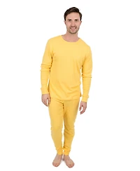 Leveret Mens Matching Family Two Piece Cotton Long Sleeve Shirt and Pants Solid Color Pajamas