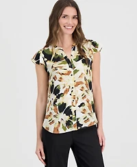 Anne Klein Petite Y-Neck Short-Sleeve Top