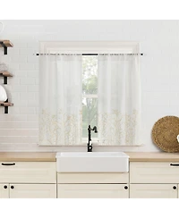 No. 918 Madeira Embroidered Floral Sheer Rod Pocket Kitchen Curtain Tier Pair