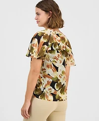 Anne Klein Women's Ruffled Flutter-Sleeve Top