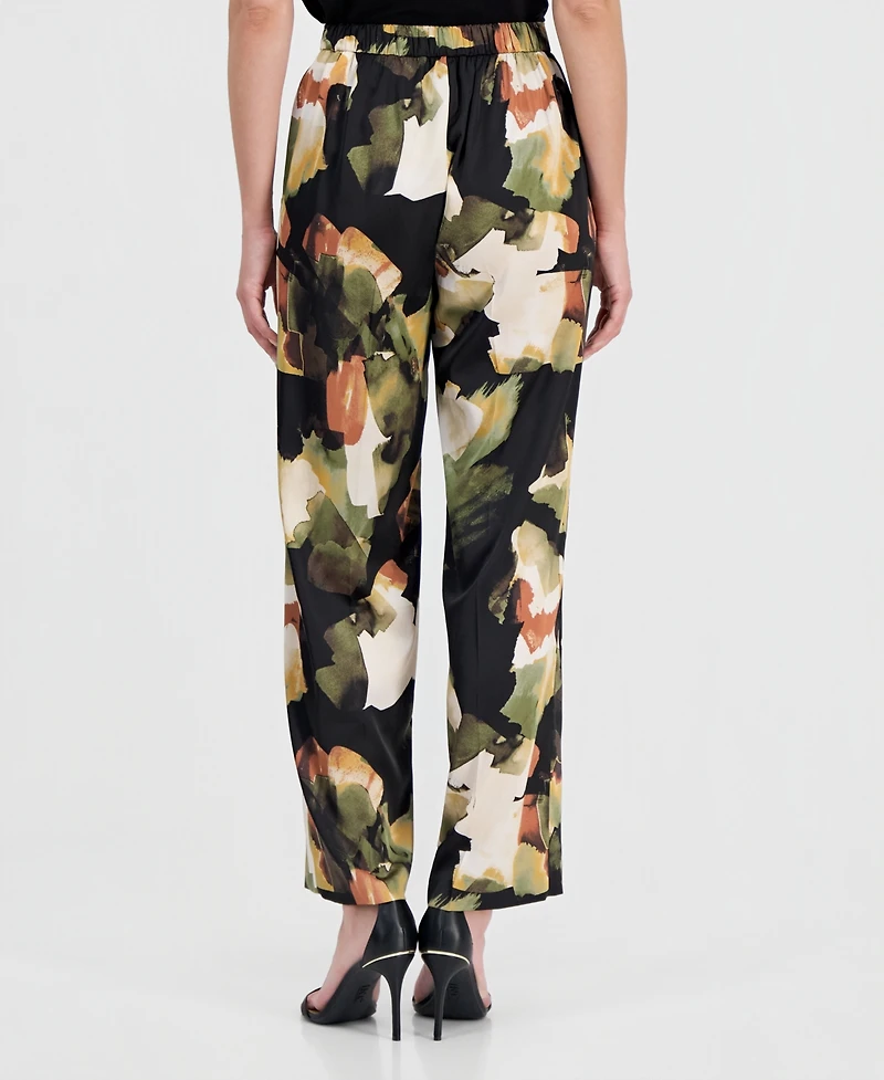 Anne Klein Women's Printed Pull-On Wide-Leg Pants