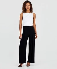 Anne Klein Womens High Rise Wide Leg Pants