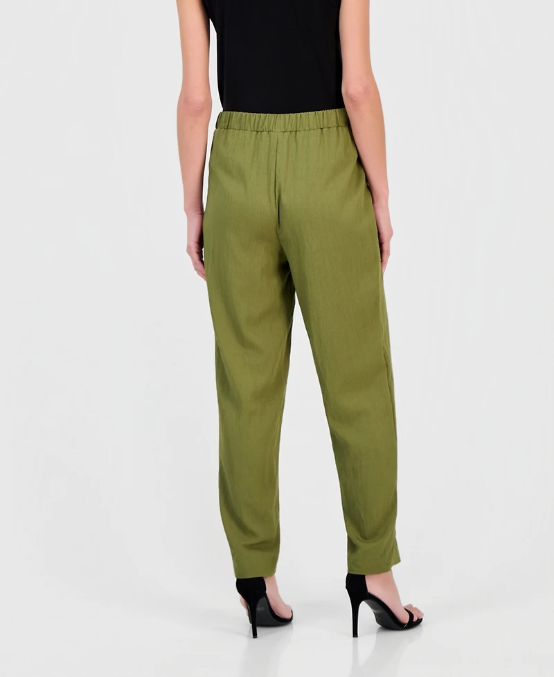 Annie Klein Women's Tie-Waist Straight-Leg Ankle Pants, Regular & Petite