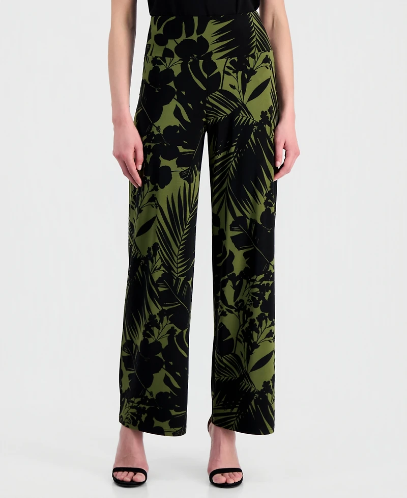 Anne Klein Women's Printed High Rise Wide Leg Pants