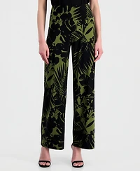 Anne Klein Women's Printed High Rise Wide Leg Pants