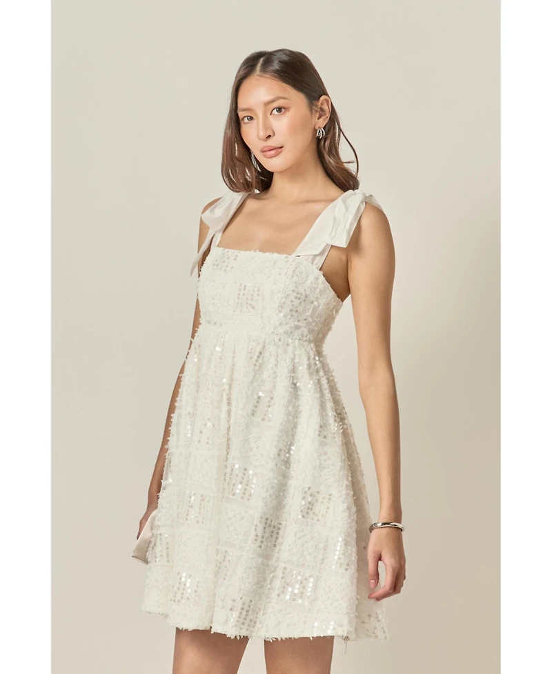 English Factory Women's Sequins Bow Mini Dress