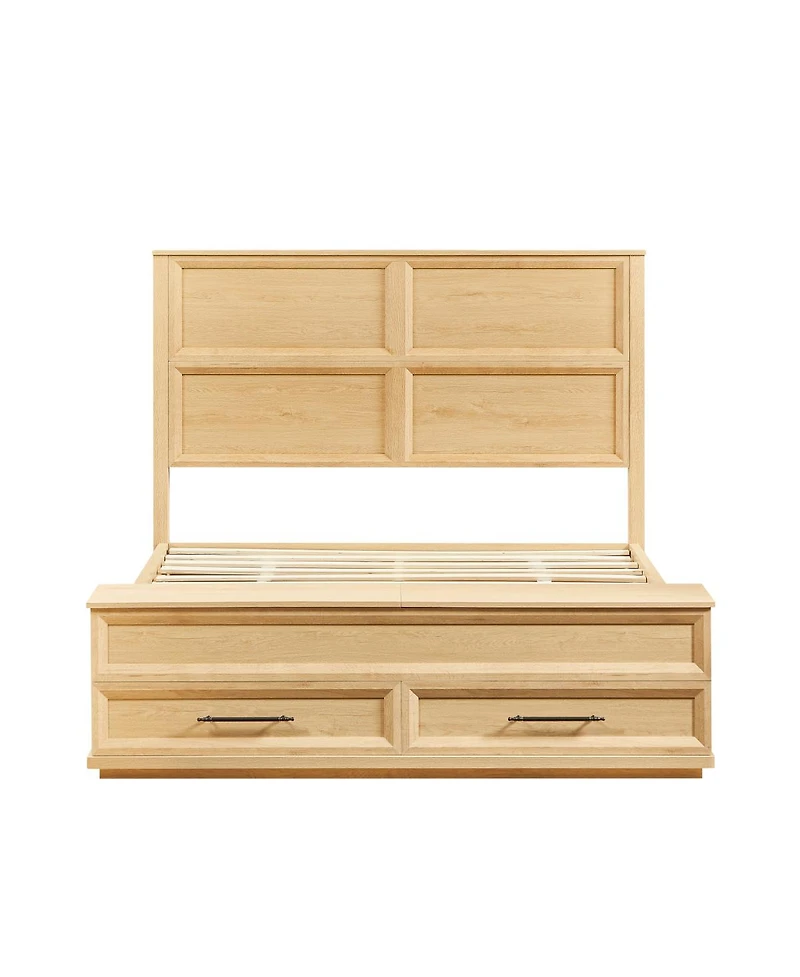 Streamdale Furniture Queen Bed w/ Geometric Headboard and Storage Bench